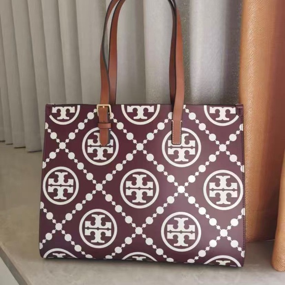 TORY BURCH t monogram contrast embossed tote bag - Picture 1 of 6